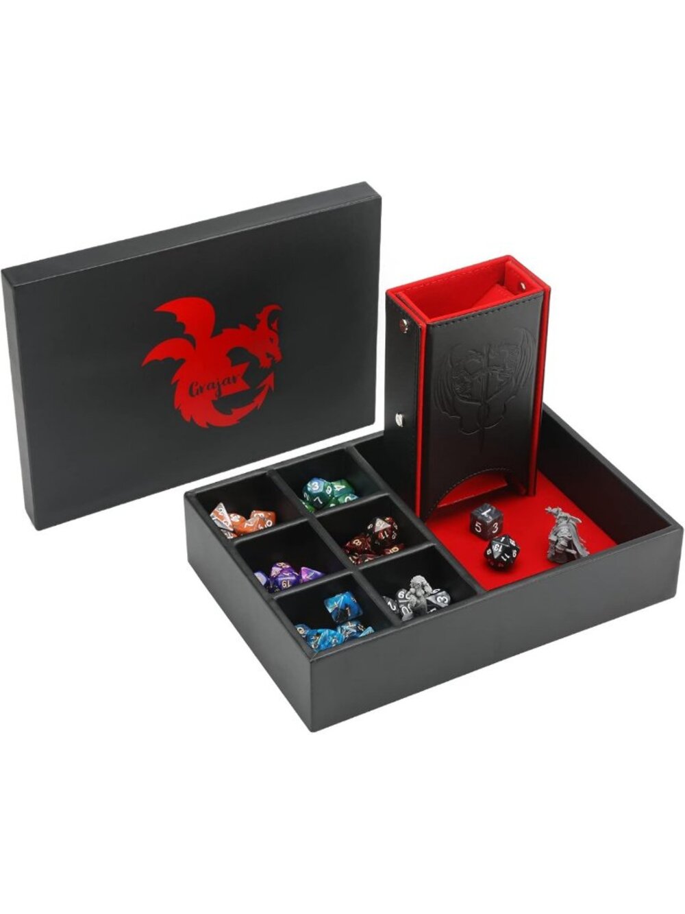 Portable Dice Tray & Tower with Lid for D&D, RPG, MTG & Tabletop Games - Red